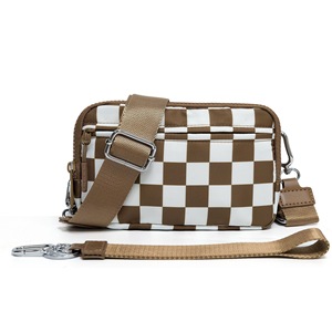 Trendy RFID Blocking <b>Phone</b> Nylon Checkered Plaid Waist <b>Bags</b> Card <b>Holder</b> Removable Wristlet Strap Credit Card Waist <b>Bags</b> - Product Image 2
