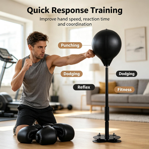 Entraîneur de réflexe réglable avec ressort de rebond pour la boxe, ballon de vitesse réglable en hauteur, léger et durable CZFIT pour la salle de sport à domicile - Product Image 6