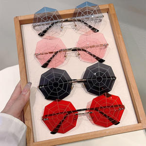 Nuova personalità divertente Spider <span class=keywords><strong>Web</strong></span> Frameless <span class=keywords><strong>occhiali</strong></span> da <span class=keywords><strong>sole</strong></span> alla moda per la strada forma concava per feste di scena UV400 per il commercio estero - Product Image 3