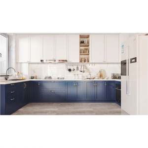 Ensemble d'armoires de cuisine modernes en PVC de style européen vert shaker, personnalisation sur mesure - Product Image 5