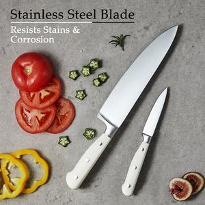 14 Pcs White Triple Rivet Ergonomic Handle <b>Sharp</b> Anti‑Rust Chef <b>Knives</b> <b>Set</b> Stainless Steel Kitchen <b>Knife</b> <b>Set</b> with Wooden Block - Product Image 5