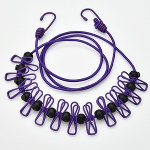 LFEDC Corde à linge élastique créative coupe-vent pour <span class=keywords><strong>camping</strong></span> et randonnée en extérieur avec 12 pinces de positionnement et pochette en coton - Product Image 5