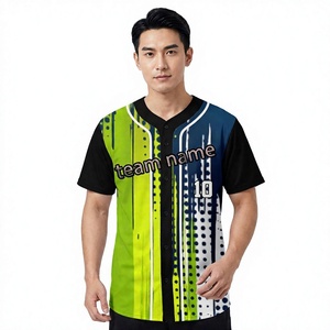 Maillot de baseball personnalisé sublimé pour homme, manches courtes, anti-humidité, 100 % polyester, impression du nom de l'équipe, fermeture boutonnée, coupe classique - Product Image 1