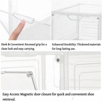 Caja de Zapatos Apilable Transparente de Fácil Montaje, Organizador de Almacenamiento Multiusos de Plástico Grueso con Puerta Magnética para Zapatillas y Bolsos
