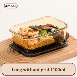 High Borosilicate Amber Glass Rectangular and Round <b>Lunch</b> <b>Box</b> Vented Lids Storage Jar Containers Food Storage Containers - Product Image 6