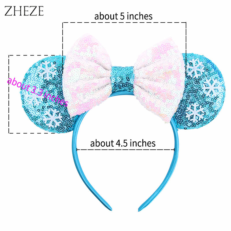 Wholesale Women's Fashion Festival Party Hair Accessories Snowflake Sequined Mouse Ear Headband for Kids