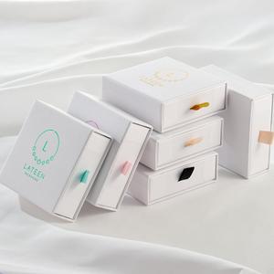 Custom Logo Thick Sliding Paper Cardboard Jewelry Packaging <b>Box</b> with Black Foam Drawer for Necklace Ring <b>Earrings</b> Bracelet - Product Image 3