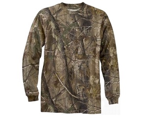 T-shirt de chasse imprimé jungle en coton, T-shirt de chasse camouflage à manches longues, T-shirt de chasse imprimé camouflage en coton - Product Image 1