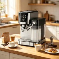 Anbolife - Cafetera Portátil Compacta de Acero Inoxidable, Cafetera Espresso Fría, 20 Bares, Tanque de Leche, OEM, ODM