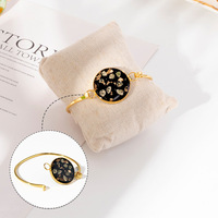 Nouveau Bracelet en Résine à Fleurs Séchées Original pour Femme, Style Minimaliste Ins, en Cuivre et Résine Époxy, Bijou de Main, Vente en Gros