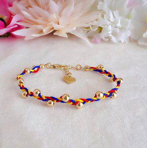 Bandera de moda pulsera de cuerda trenzada hecha a mano de acero inoxidable Cuenta de oro ajustable pulsera de banderas de países africanos <span class=keywords><strong>colombianos</strong></span> - Product Image 6