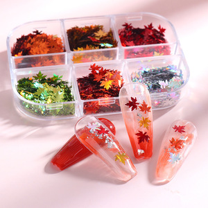 2025 xuyên biên giới phong cách mới đóng hộp mùa thu và mùa đông kim loại lá phong giáng sinh Tạ Ơn ngày bông tuyết móng tay sequin - Product Image 3
