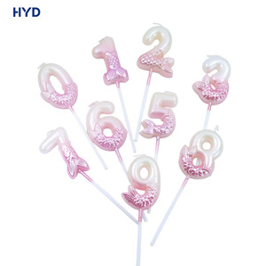 Décoration de gâteau de fête, bougies d'<span class=keywords><strong>anniversaire</strong></span> en forme de queue de sirène, personnalisées 2026, métalliques, couleur dégradée - Product Image 4