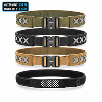 Ceinture tactique multifonctionnelle réglable pour hommes, largeur 5 cm/2 pouces, double couche extérieure et intérieure, boucle en alliage, nylon, à libération rapide