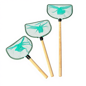 Red <span class=keywords><strong>de</strong></span> Pesca con Mango <span class=keywords><strong>de</strong></span> Madera Maciza, Resistente y Duradera, Hecha a Mano, Sin Nudos, para Pesca al Aire Libre - Product Image 1