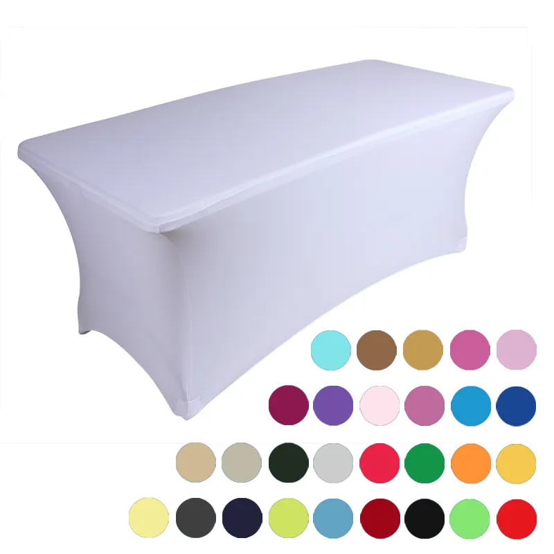 Gran venta 6ft 8ft equipado rectángulo mantel tabla spandex cubierta de blanco de mesa para la tarjeta de tablecovers de mesa de boda ropa