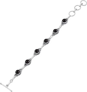 Gorgeous <b>Solid</b> 925 Sterling <b>Silver</b> Black Onyx Gemstone Tennis <b>Bracelet</b> Lock Shape Handmade Fine <b>Silver</b> Jewelry-Unisex Gift - Product Image 3