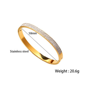 Women Fashion Jewelry Full <b>Crystal</b> Luxury <b>Bracelet</b> Rhinestone Bangle Simple Stainless Steel Bangles - Product Image 5