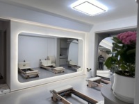 Miroir de Maquillage LED pour Studio de Pilates, Design Art Déco, Capteur Anti-Buée Tactile, Fixation Murale, Usage Commercial, Danse, Gymnase, Salle de Yoga