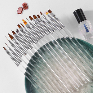 Ensemble de 16 pinceaux à ongles en acrylique transparent avec logo personnalisé, pour peinture, estompage, liner, gel UV, manucure, nail art - Product Image 4