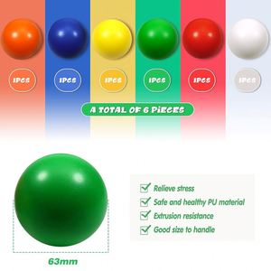 Balle anti-stress personnalisée de 63 mm de diamètre, logo imprimé, cadeaux promotionnels, balle anti-stress ronde en mousse PU lisse, jouets anti-stress - Product Image 2