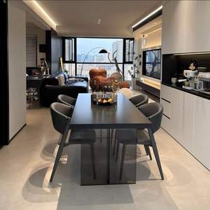 Mesa de Comedor Flotante de Acrílico, Rectangular, Negra, Moderna, Minimalista, Estable, para Apartamentos Pequeños, Uso Doméstico - Product Image 5