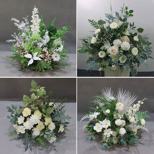 Nouvelle Arrivée : Boule Florale Artificielle Mori Vintage, Fleurs Blanches sur <span class=keywords><strong>Fond</strong></span> Vert, pour Scène de Mariage, Motif Chemin de Soie, en Pot - Product Image 3