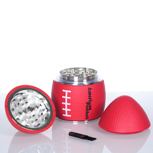 New Design Rugby Zinc <b>Metal</b> 4-Part Manual Zinc Alloy Dry Herb <b>Grinder</b> Custom Logo Color for Smoking Accessory - Product Image 3