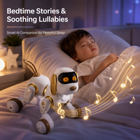 Robot chiot RC avec yeux à matrice de points LED, jouet électronique interactif pour enfants avec queue qui bouge et son