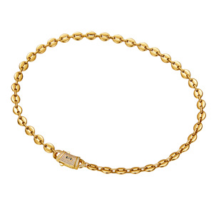 Collar y Pulsera de Cadena de Granos de Café Estilo Hip Hop de Acero Inoxidable Bañado en Oro de 14K de 6/8/10 mm, Cadena Mónaco a la Moda - Product Image 3