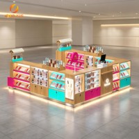 Kiosque de présentation de parfums et cosmétiques sur mesure, écologique et de haute qualité, avec étagères à niveaux et éclairage LED