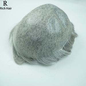 Richhair Right Sistema per <span class=keywords><strong>Uomo</strong></span> con Base in PU/Lace Ultra Sottile 0,02mm, Capelli Indiani Remy, Stili a Onda Naturale, Nodi Invisibili, Personalizzabile 110% - Product Image 2
