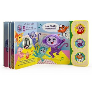 Gran Venta de audiolibros de tapa dura personalizados para niños, <span class=keywords><strong>cinco</strong></span> pequeños monos, botón pulsador, tablero de sonido, libro de educación temprana - Product Image 5