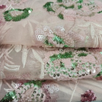 Tissu tricoté en polyester/fibre de bambou uni, perlé, à sequins, brodé floral pour textiles de maison, costumes de mariage, de fête et de scène