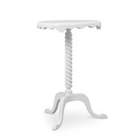 Table d'appoint haut de gamme Shield, élégante table d'appoint à colonne torsadée, finition laquée blanche, pieds trépieds, couleurs personnalisables