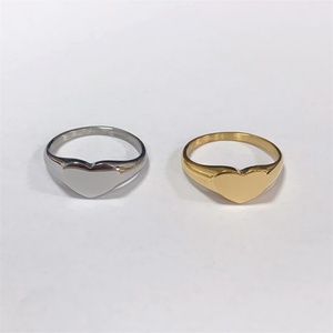 30% off Dainty Wedding Jewelry Waterproof Stainless Steel Signet <b>Ring</b> Custom Engraved <b>Blank</b> Gold Heart <b>Rings</b> for Women - Product Image 4