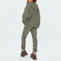 OEM wanita Zip up Hoodie pelari Set 2 Piece Set kebesaran kasual pakaian grosir baju olahraga Fashion Gym sweatsuit