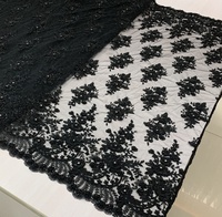 Tela de Encaje con Lentejuelas y Cuentas Azul Marino de Lujo para Vestidos de Novia, Alta Calidad, Bordados de Doble Cara