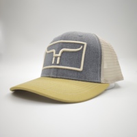 Gorra de malla Richardson 112 personalizada de fábrica OEM, con visera de mezclilla azul, estampado por sublimación, estilo Y2K, hip hop, para playa y rendimiento, con diseño de espiga.