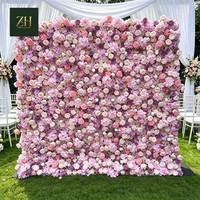 Dekorasi Dinding Bunga Pink yang Dapat Disesuaikan, Rangkaian Bunga Palsu untuk Acara Brunch Hotel, Wellness, dan Dekorasi Dalam Ruangan