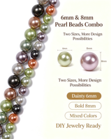 Perles lisses en pierre multicolores tons terreux et métalliques de 6 mm et 8 mm en gros pour la fabrication de bijoux, bracelets, boucles d'oreilles et fournitures d'artisanat DIY
