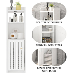 Bathroom Storage Rack 4 Layers Corner Freestanding With Door Vanity Shelf - Product Image 3