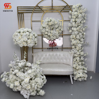 SMOOTH blanco y marfil crema rosa flores Swag flores corredor para sofá boda arreglo Floral guirnalda para decoración de eventos