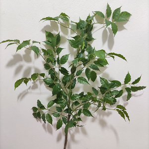 Hojas de <span class=keywords><strong>Nandina</strong></span> artificiales de alta simulación, ramas de Banyan de imitación, planta Artificial de tacto Real, decoración de jardín, vegetación Artificial - Product Image 5