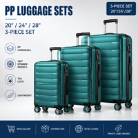 Valise trolley rigide en PP, couleur or rose, coque géométrique, prête pour l'audit d'usine, fabricant, assortiment de couleurs