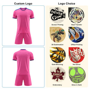 Ensemble de maillot de football personnalisé de haute qualité à transfert thermique, uniforme d'entraînement de football, séchage rapide, polyester/coton, manches courtes - Product Image 3