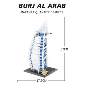 <strong>Diorama</strong> World Architerture Model Plastic Burj Al Arab Hotel <strong>Kit</strong> Miniature Puzzle Bricks Toy for Children Building Blocks Sets - Product Image 6