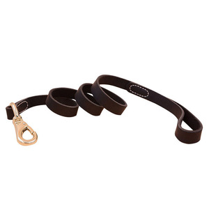 สายจูงสุนัขหนังแท้สีน้ำตาลอ่อนแบบคลาสสิกสุดหรู ทนทาน เย็บมืออย่างประณีต พร้อมตัวล็อคทองเหลืองแข็งแรง - Product Image 2