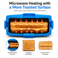 Machine à sandwichs en silicone de qualité alimentaire pour micro-ondes, avec plaques amovibles antiadhésives en aluminium, compatible lave-vaisselle, sans BPA, compatible four