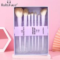 Ensemble de 7 pinceaux de maquillage professionnels, 3 pinceaux pour le visage, 4 pinceaux pour les yeux, poudre, contour, blush, fard à paupières, kit de mélange, rose lavande